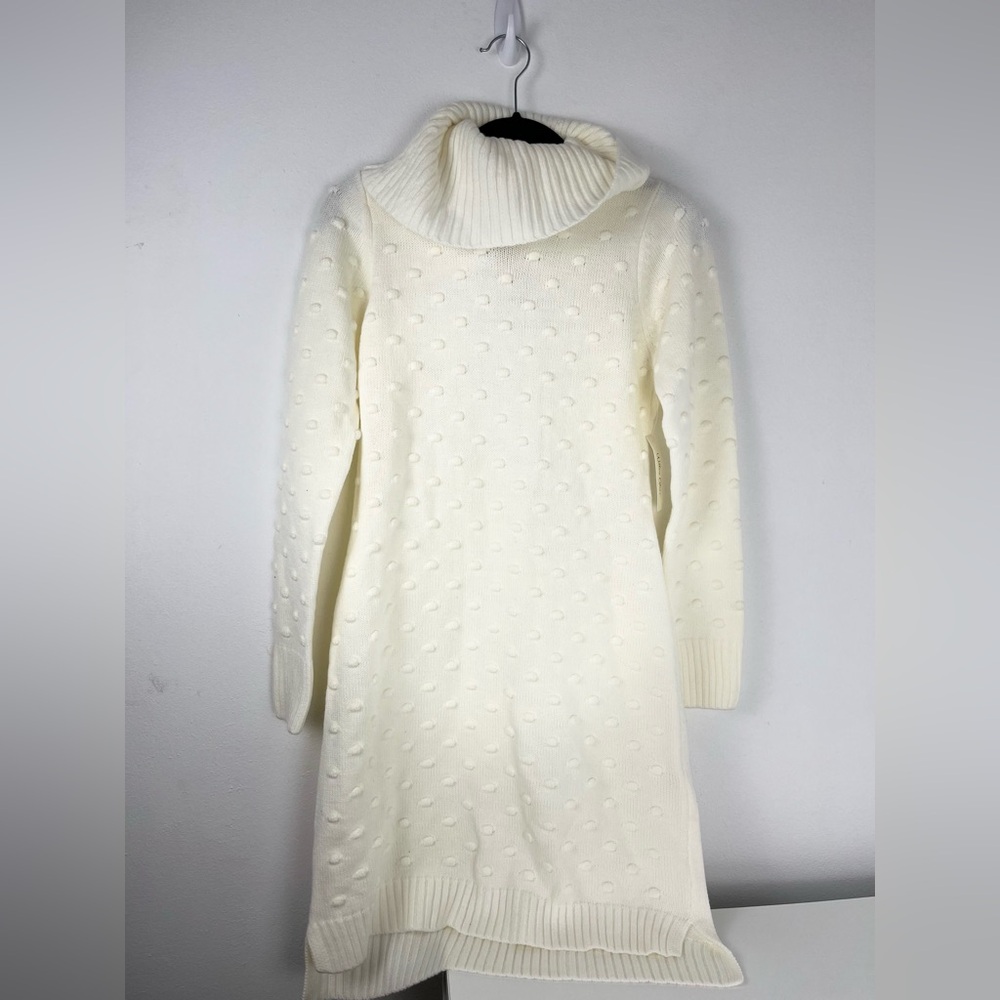 Willow Glenn Ivory Sweater Dress XS Turtleneck Long Sleeve Knit Textured Dot NWT